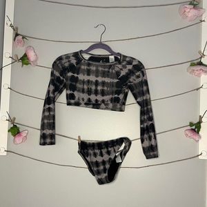 Black and grey tie dye swimsuit